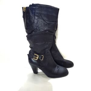 Guess | Mallay Heeled Slouchy Mid-Calf Leather Boots